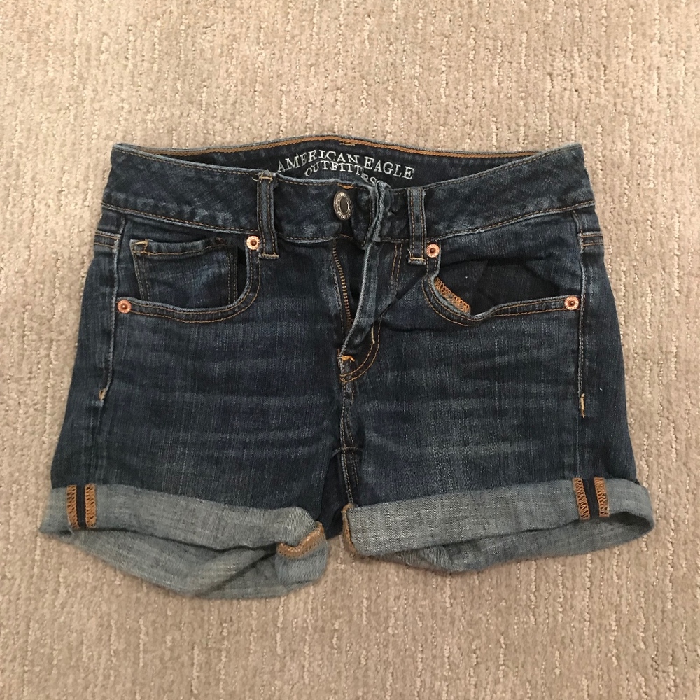 Dark wash size two American Eagle Midi Shorts